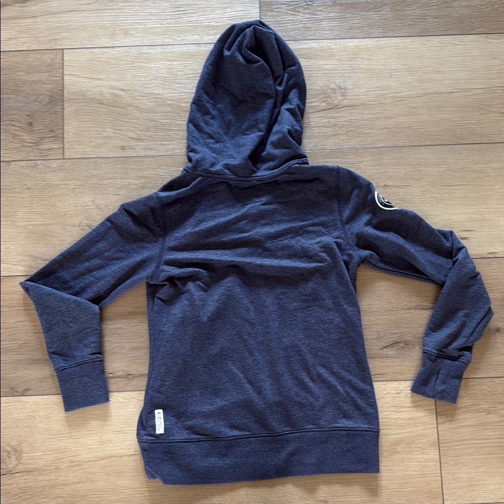 EUC Roots Blue Hooded Sweatshirt w/ Embroidered (Merrill) Bull - Picture 6 of 7